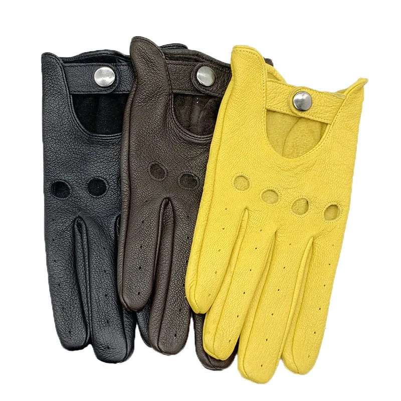 Top Trends: Sheepskin Gloves Men's Retro Motorcycle Thin Gloves Sports Cycling Riding Moto Tactical Leather Gloves Shoppable Styles