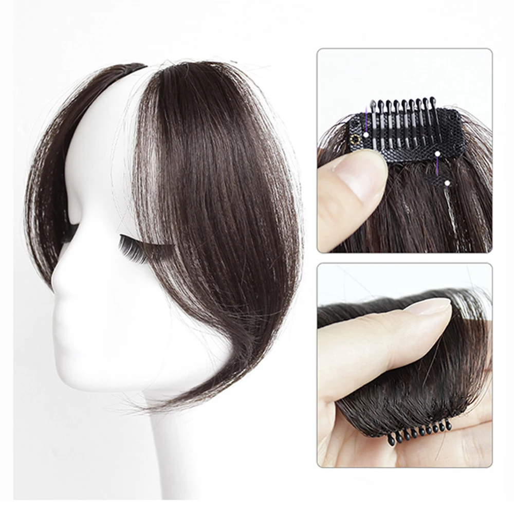 Top Trends: Simple Middle-part Bangs Hair Extensions Clip In The Front Side Bangs Synthetic Fake Fringe Hairpiece French Middle Part Bangs Shoppable Styles