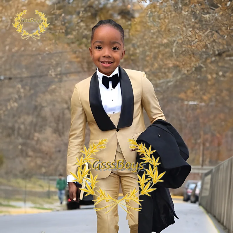 Top Trends: Boys Wedding Jacket Pants Vest Suit 3 Piece Formal Business Clothes Kids Blazer Set Party Tuxedo Shoppable Styles