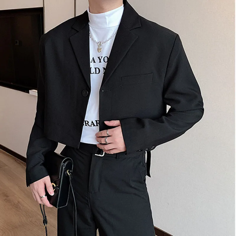 Top Trends: Spring Nnew Korean Version Of The Casual Short Street Style Solid Color Lapel Suit Jacket Men's Trend Design Suit Shoppable Styles