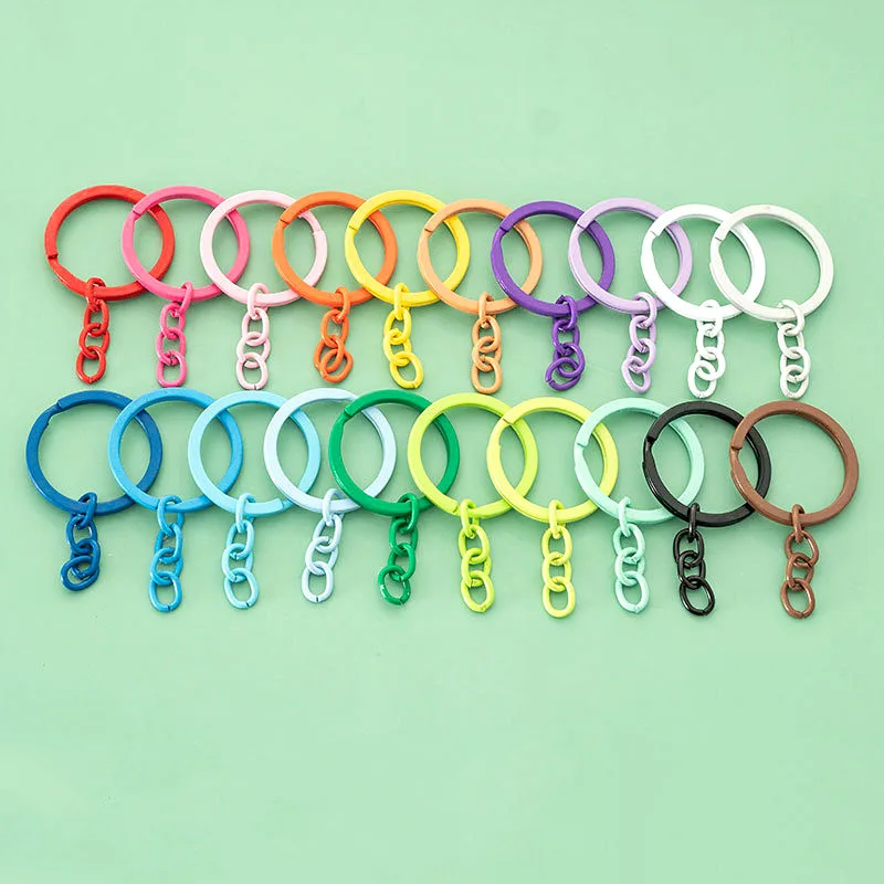 Top Trends: 10pcs 30mm Keychain With Chains Colored Keyrings For Diy Jewelry Making Key Ring Connector Hooks Bags Buckle Accessories Shoppable Styles