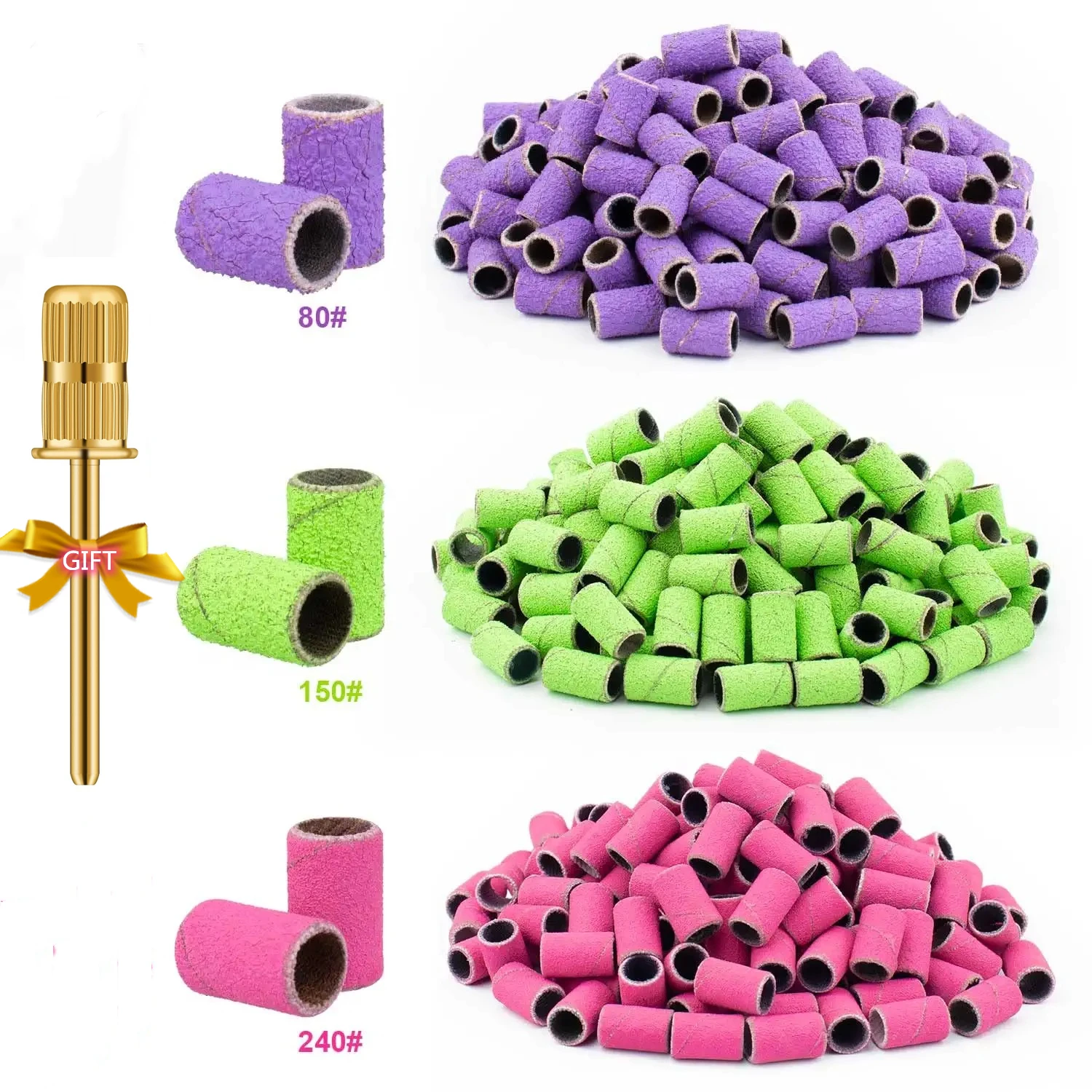 Top Trends: Nail Sanding Bands For Nail Drill #80 #150 #240 Grits 50 Pcs Colorful Coarse Fine Nail Sanding Caps 1Pcs 3/32&quot; Mandrel Bits Set Shoppable Styles