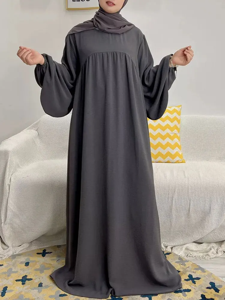 Top Trends: Closed Abaya Balloon Sleeve Plain Loose Abayas For Women Dubai Turkey Muslim Hijab Dress Ramadan Eid Islam Outfit Prayer Clothes Shoppable Styles