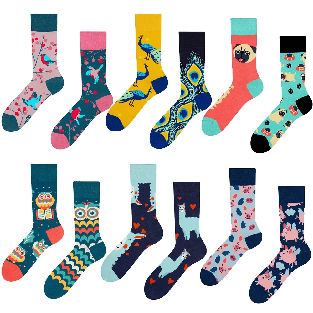 Top Trends: 2023 Autumn 1 Pair Women Socks Original AB Tide Socks Medium High Tube Colorful Socks Animal Flower Cotton Socks Unisex Socks Shoppable Styles