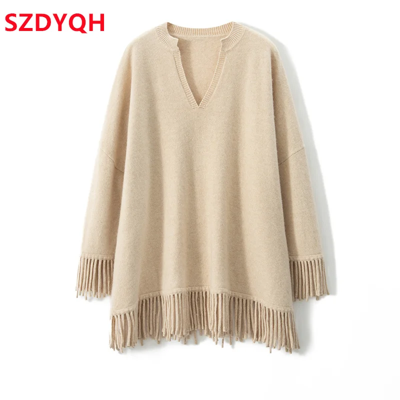 Top Trends: Hot Sale 100% Cashmere Sweaters Women's Loose Large Size Pullovers Autumn Winter Female Fashion Clothing Long Sleeve Soft Jumper Shoppable Styles