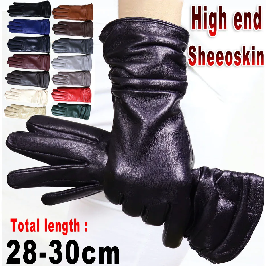 Top Trends: High Quality Color Sheepskin Gloves Genuine Leather Ladies Winter Warm Knitted Wool Flannel Lined Touch Screen Leather Gloves Shoppable Styles - Image 2