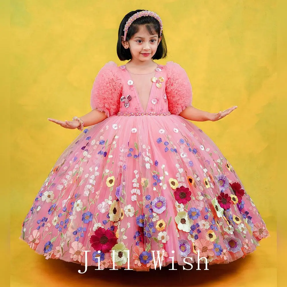 Top Trends: Jill Wish Elegant Floral Watermelon Girl Dress Handmade Flowers Kids Princess Gown For Wedding Birthday Party Quinceañera J151 Shoppable Styles