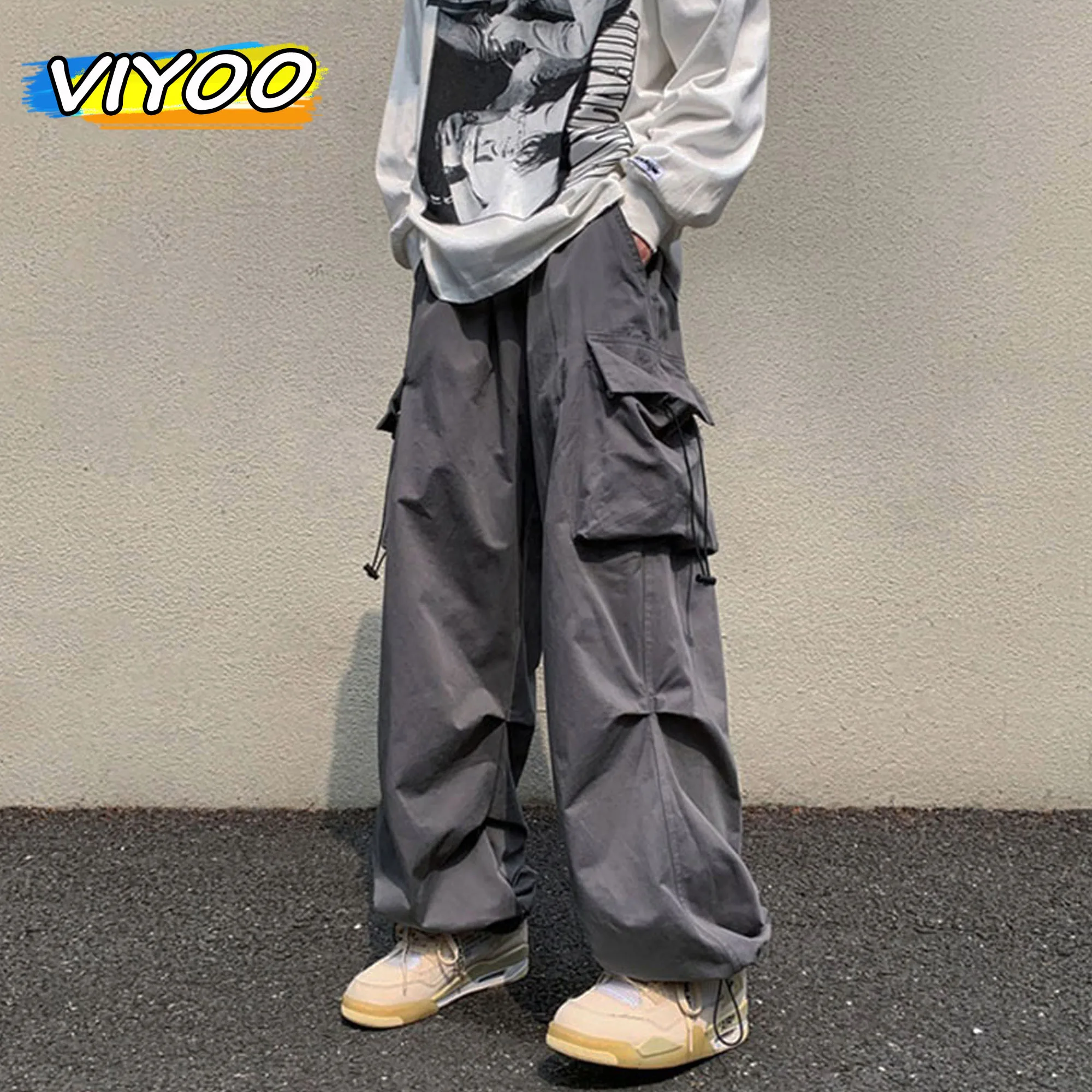 Top Trends: Men's Summer Streetwear Elastic Waist Y2K Baggy Cargo Pants Trousers Hip Hop Loose Women Wide Leg Pants Male Korean Shoppable Styles