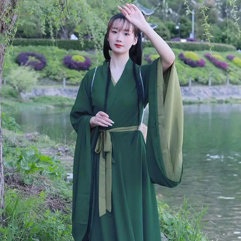 Top Trends: Hanfu Women&#039;s Collar Waist-Length Skirt Summer Suit Chinese Style Hanfu Dress Chinese Traditional Fairy Green Skirt Costume Shoppable Styles