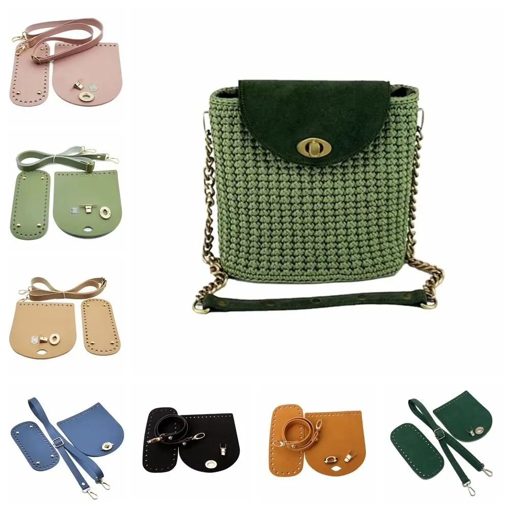 Top Trends: 3Pcs / Set Replacement Leather Shoulder Bag Strap Bottom Bag Accessories Solid Color Handmade DIY PU Woven Crochet Bag Shoppable Styles