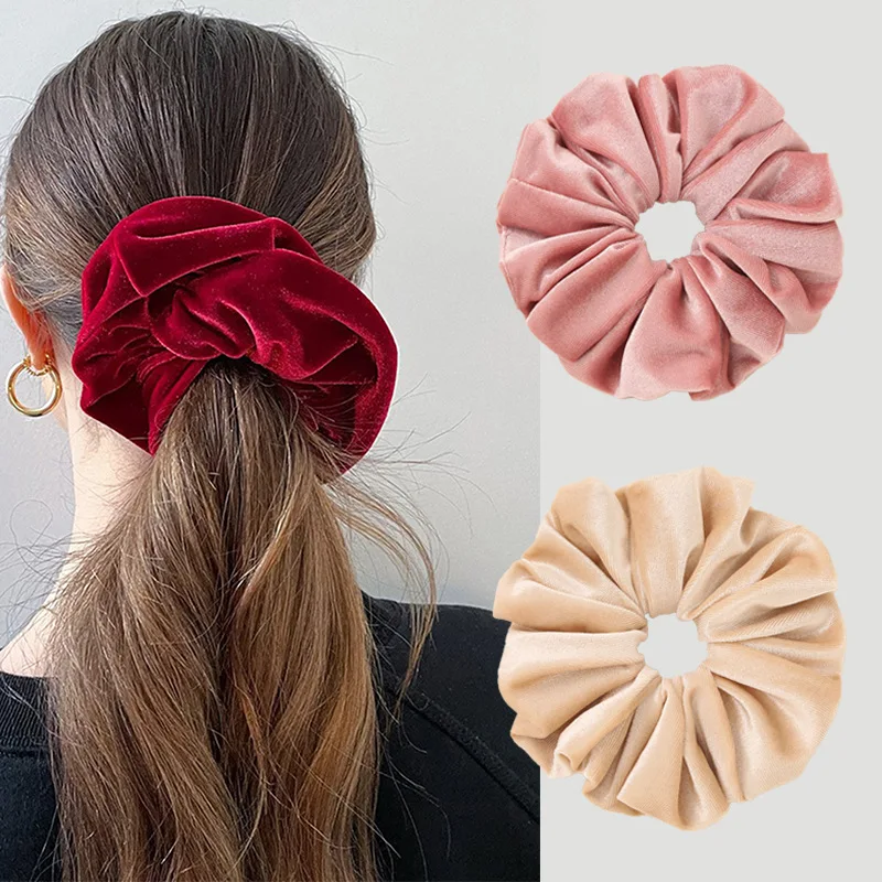 Top Trends: Flannel Hairbands Custom Large Scrunchie 17cm Oversized Velvet Hair Scrunchies Elastic Hair Bands For Women Shoppable Styles