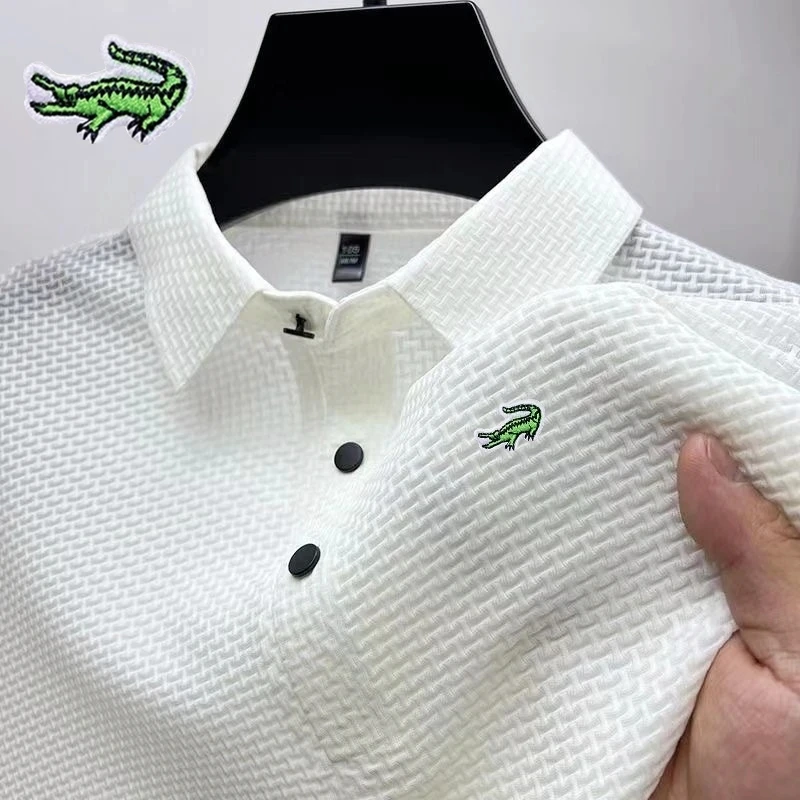 Top Trends: New Men's Embroidery Brand Polo Shirt High Quality Knitted Iced Summer Business Casual Polo Collar Rib Breathable Top Short Slee Shoppable Styles