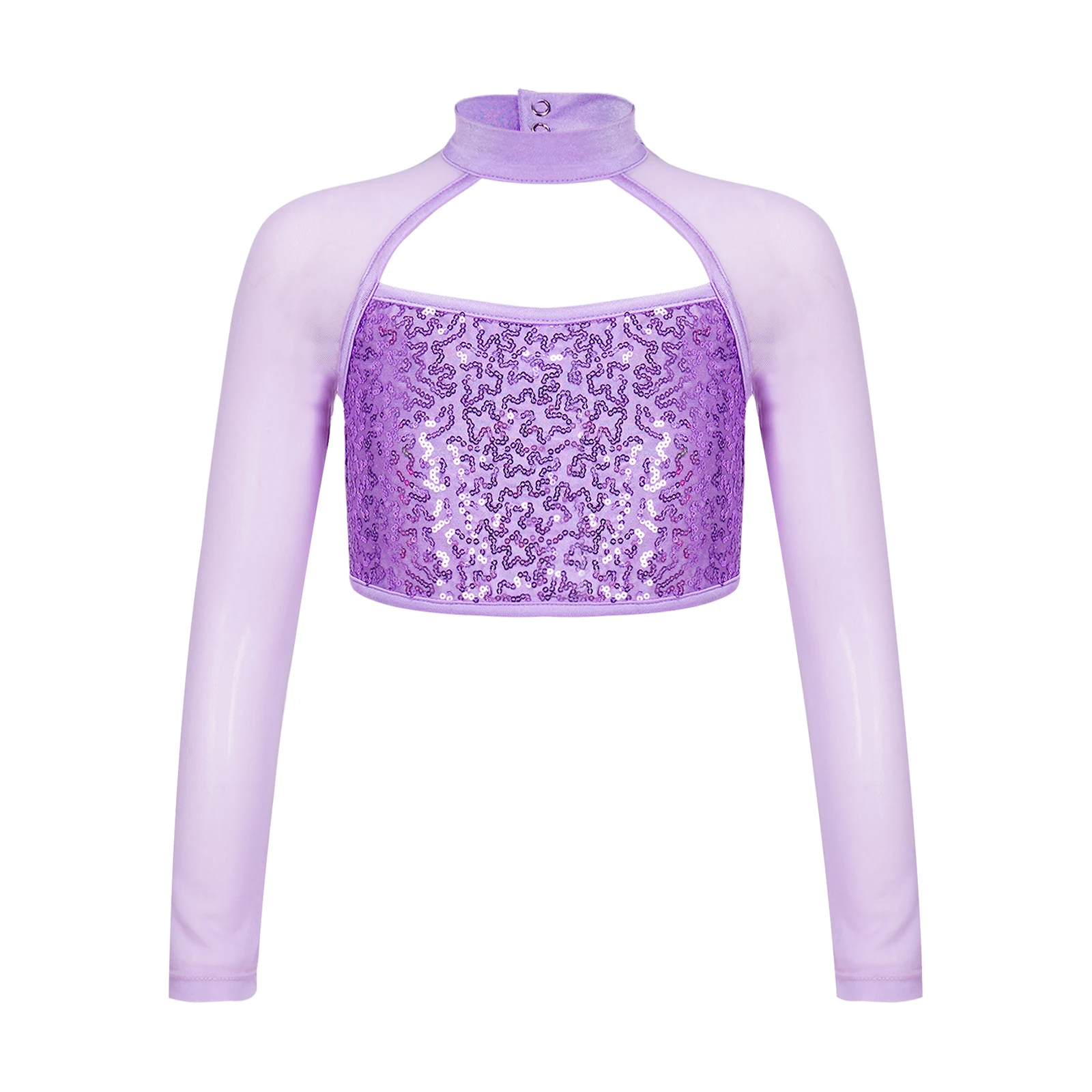 Top Trends: Girls Jazz Dance Clothes Shiny Sequins Long Sleeve Round Collar Dance Crop Tops For Kids Hip Hop Ballet Dancewear Performance Shoppable Styles