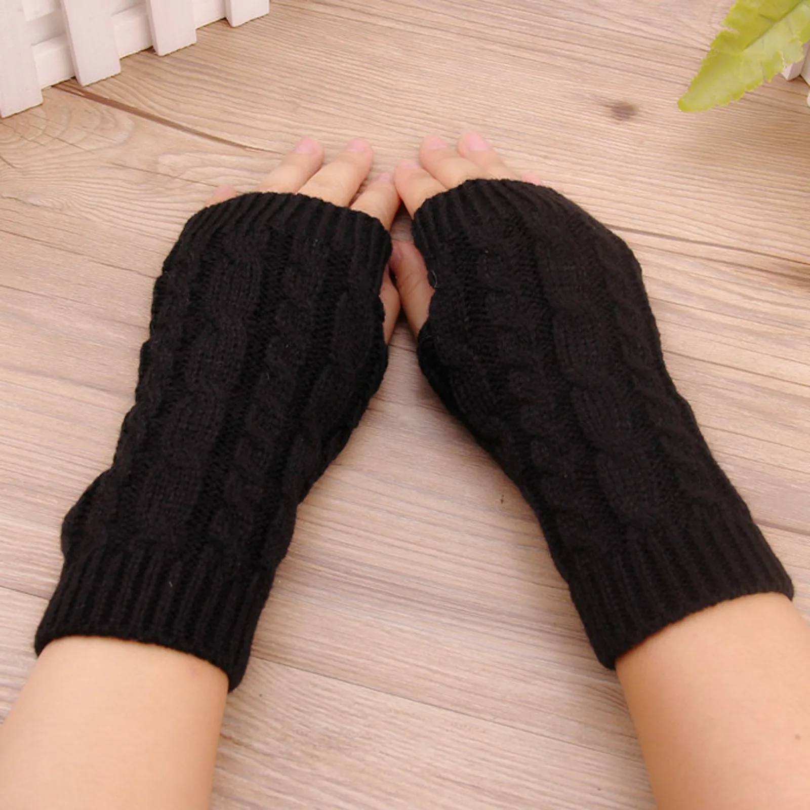 Top Trends: Women Long Fingerless Gloves Knitted Mittens Winter Arm Warmer Punk Gothic Ribbed Y2K Girls Solid Color Gloves Arm Sleeves Shoppable Styles - Image 4