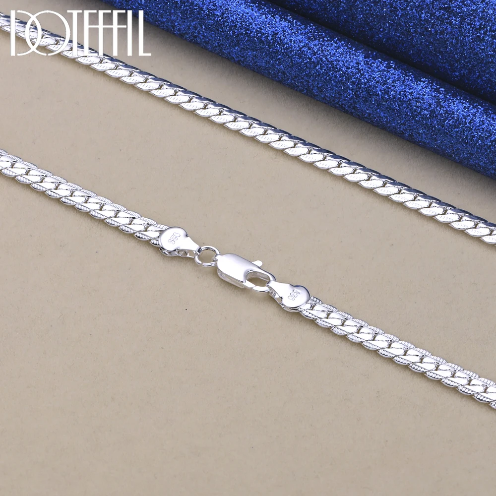 Top Trends: DOTEFFIL 925 Sterling Silver 6mm Side Chain 16 / 18 / 20 / 22 / 24 Inch Necklace For Woman Men Fashion Wedding Engagement Jewelry Gift Shoppable Styles