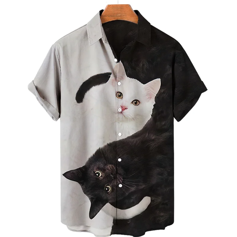 Top Trends: Men&#039;s Summer Hawaiian Shirts Oversized Cat Pattern Floral Camisa Cartoon Men Graffiti Clothing Casual Harajuku Vintage Clothes Shoppable Styles