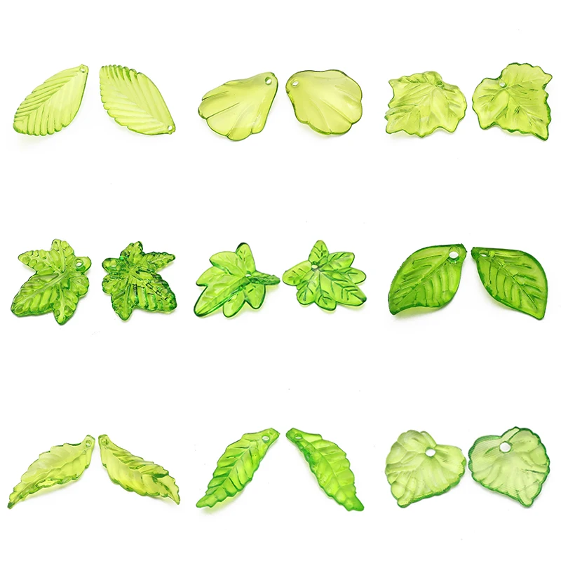 Top Trends: 11-41mm Green Transparent Leaf Shape Acrylic Beads Pendant Loose Bead For DIY Jewelry Making Necklace Bracelet Charm Accessories Shoppable Styles