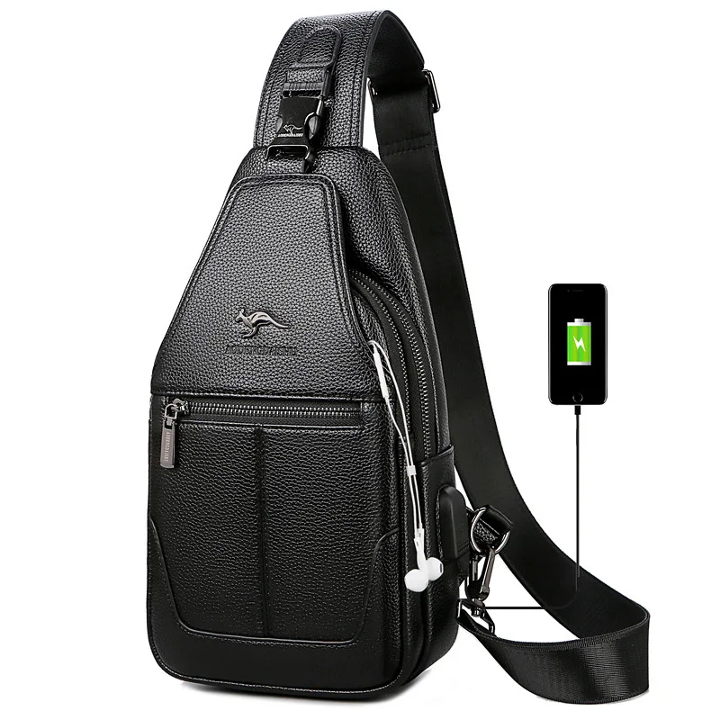 Top Trends: Multifunction Men&#039;s Chest Bag Business Leather Crossbody Bag Large Capacity Male Shoulder Bag Portable USB Charging Sling Bag Shoppable Styles