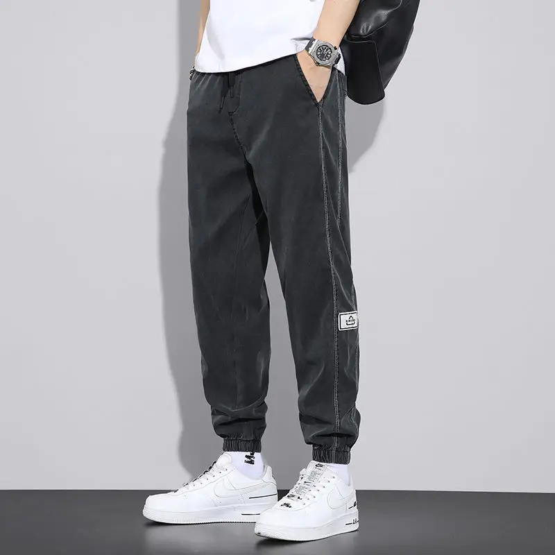 Top Trends: 2023 Spring Summer New Thin Style Haren Pants Man Solid Color Elastic Waist Pockets Pencil Pants Fashion Casual Cotton Streetwea Shoppable Styles