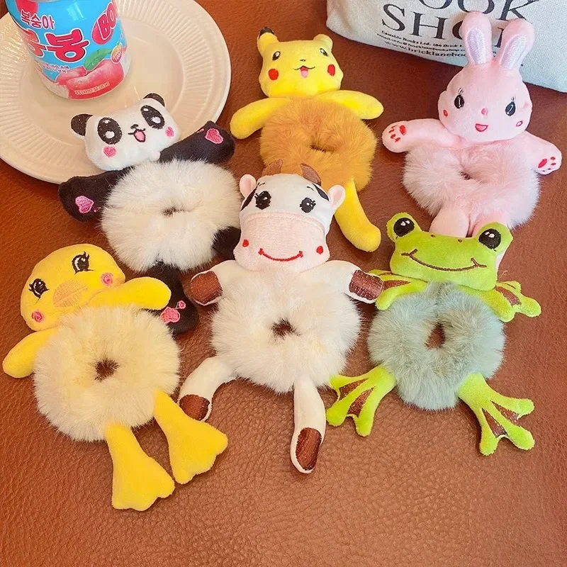 Top Trends: Women Girls Cute Cartoon Hair Scrunchies Panda Cat Rabbit Plush Elastic Hair Bands Sweet Ponytail Hair Ties Accessories2023 Shoppable Styles