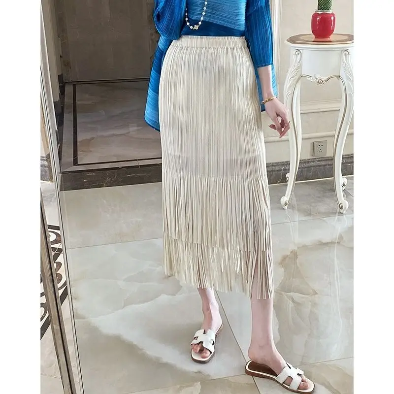 Top Trends: Pleated Drape Pleated Skirt For Women With High Waist And Slim Fringed Skirt, Solid Color Skirt, Spring / summer 2023 Shoppable Styles - Image 3