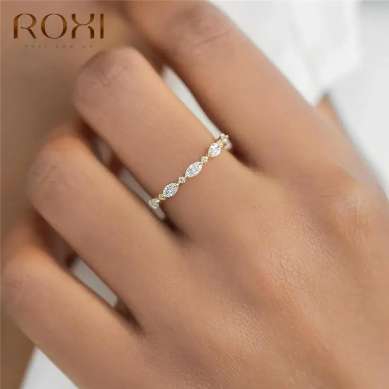 Top Trends: ROXI Geometry Horse Eye Crystals Gold Rings For Women Fish Design Rings Jewelry 925 Sterling Silver Finger Ring Ins Wedding Ring Shoppable Styles