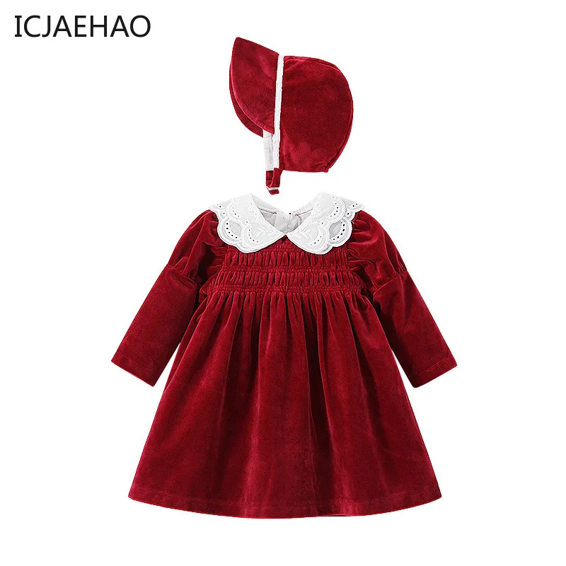 Top Trends: Boutique Dress For Baby Girl Christmas Elegant Infant Warm Velvet Christening Embroidery Dresses Kid Birthday Party Clothes Hats Shoppable Styles