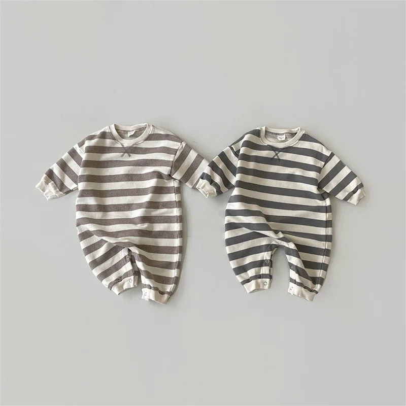 Top Trends: 2023 New Baby Long Sleeve Striped Romper Cotton Newborn Casual Jumpsuit Cotton Comfortable Toddler Infant Boy Girl Clothes Shoppable Styles