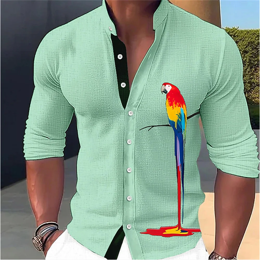 Top Trends: 2023 New Fashion Men&#039;s High Definition Parrot Print Long Sleeve Shirt Design Simple, Soft And Comfortable Fabric Men&#039;s Top S-6XL Shoppable Styles