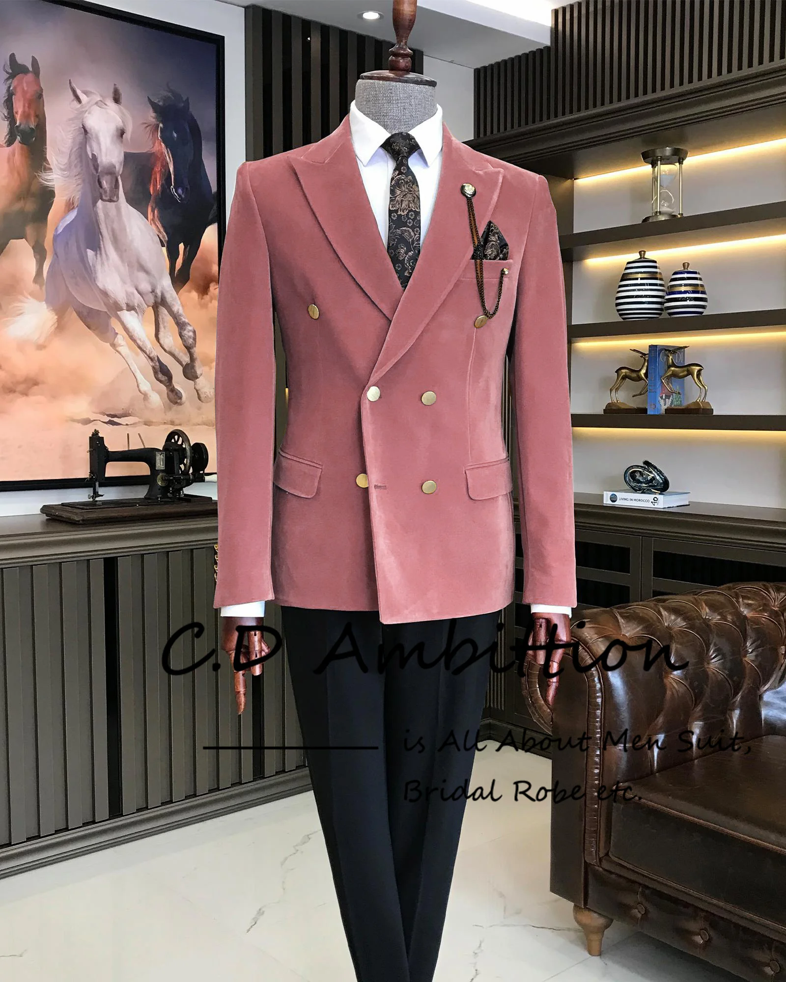 Top Trends: Costume Homme Pink Velvet Men Suit For Wedding 2023 Slim Fit 2 Piece Golden Double Breasted Ropa Hombre Luxury Suit Male Custom Shoppable Styles