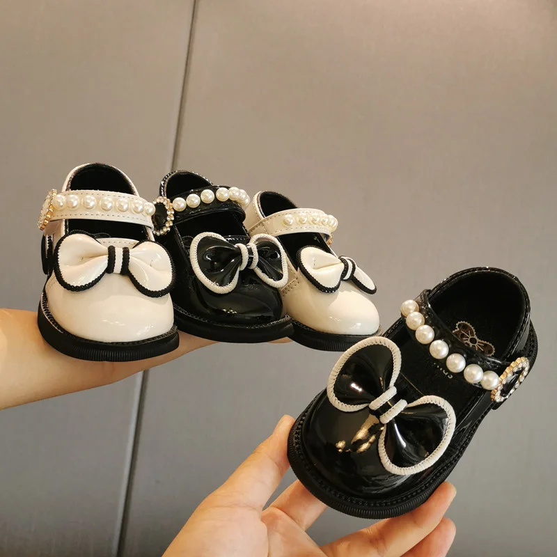 Top Trends: Spring Autumn Baby Leather Shoes 0-3 Years Old Pearl Walking Shoe Soft Bottom Square Mouth Shoe Children Princess Shoes Shoppable Styles