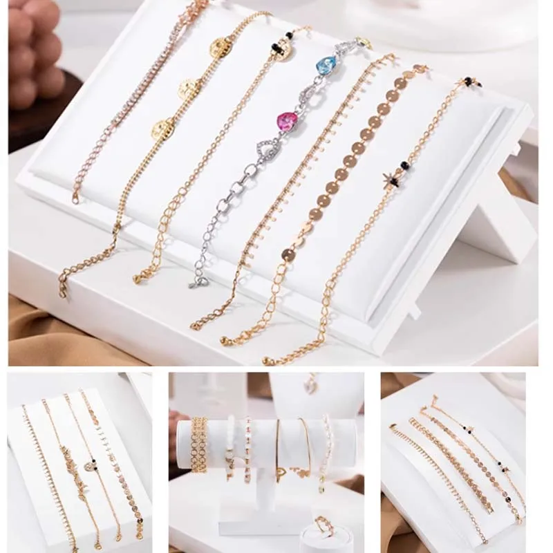 Top Trends: Luxury White Jewelry Display Tray Necklace Chain Shows Rack Bracelet Pendant Ring Storage Holder For Window Counter Display Prop Shoppable Styles