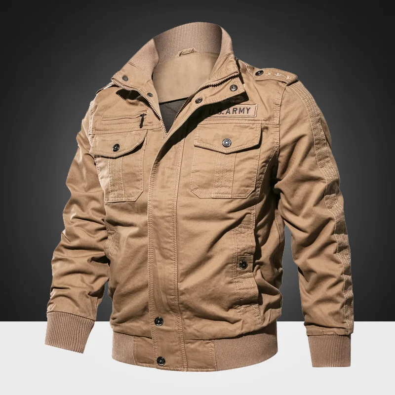 Top Trends: Spring And Autumn Military Jacket Male Cotton Water Wash Collar Pilot Cotton Jacket Large Size Plus Velvet Winter Youth Shoppable Styles