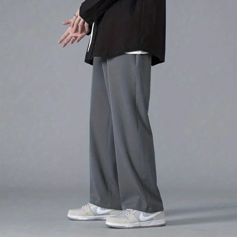 Top Trends: 2024 Spring New Solid Color Straight Pants Man Elastic Waist Loose Casual Harajuku Trousers Japanese Style Thin Style Clothes Shoppable Styles - Image 6