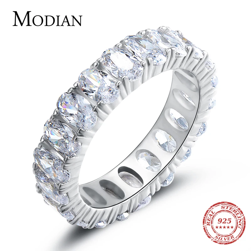 Top Trends: Modian New 100% 925 Sterling Silver Classic Oval Sparkling Finger Ring For Women Luxury AAAAA CZ Wedding Engagement Fine Jewelry Shoppable Styles