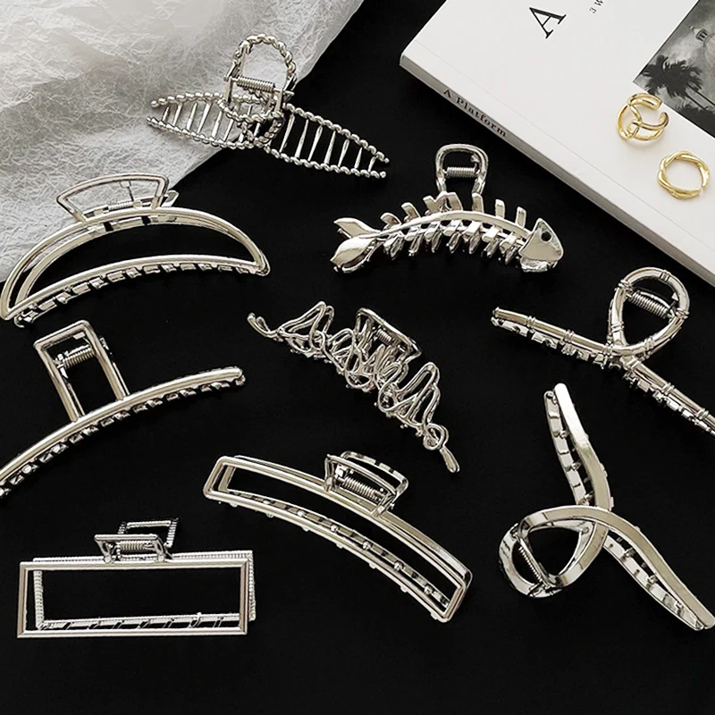 Top Trends: Women Geometric Hair Claw Irregular Hollow Hairpin Vintage Punk Metal Silver Hair Grab Korean Fashion Grab Clip Hair Accessories Shoppable Styles