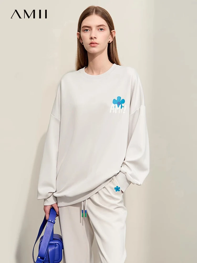 Top Trends: AMII Minimalist Lazy Sweatshirt For Women 2023 Autumn New Loose Hoodies Drawstring Print Casual Pants Separately 12343149 Shoppable Styles