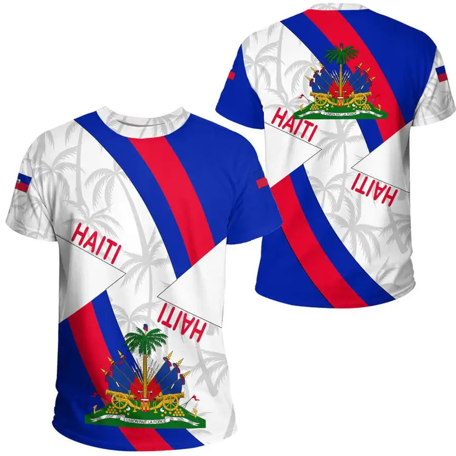 Top Trends: Oversized T-shirt 3D Print Country Emblem Flag Caribbean Sea Haiti Island Retro Streetwear Men / Women Casual Short Sleeve T Shirt Shoppable Styles