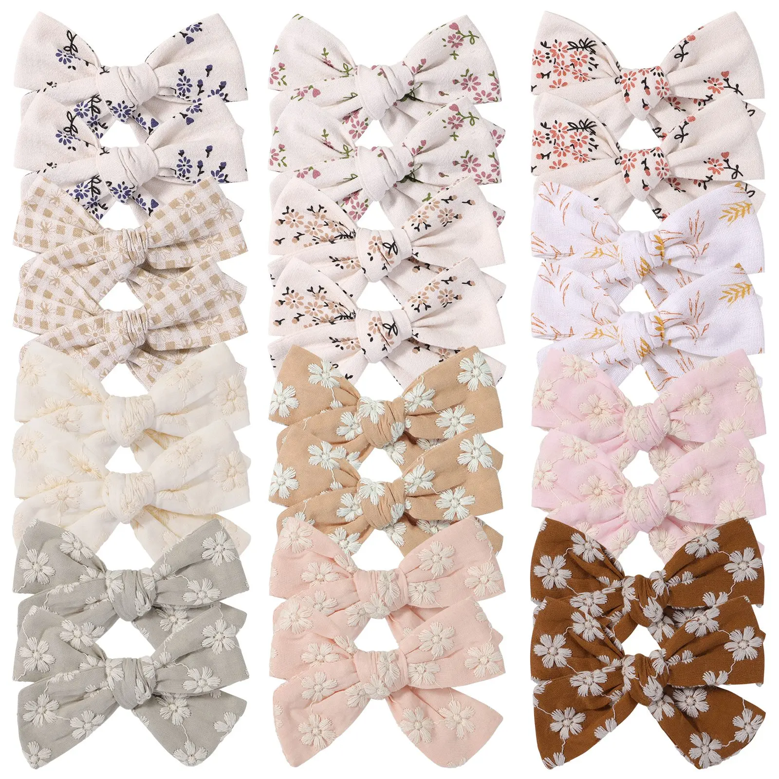 Top Trends: 2Pcs / Set Sweet Flower Print Bowknot Hair Clips For Cute Baby Girls Cotton Bows Hairpins Barrettes Headwear Kids Hair Accessories Shoppable Styles