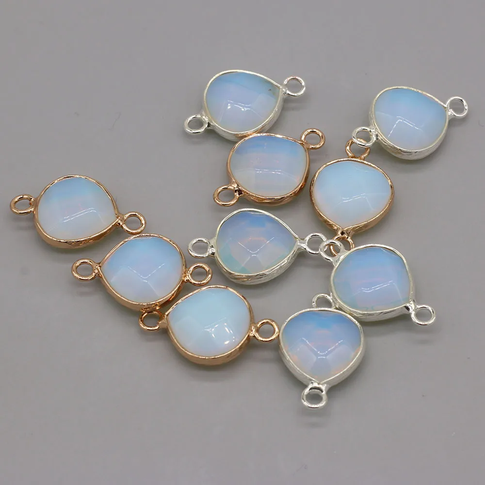 Top Trends: 4pcs Natural Stone Opal Water Drop Double Hole Connector Pendant For Jewelry Making DIY Necklace Earring Accessories Charms Gift Shoppable Styles