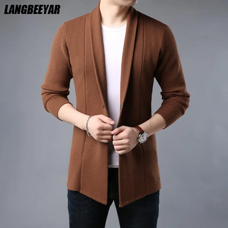 Top Trends: Top Grade New Brand Knit Korean Fashion Cardigan Men Sweater Woolen Casual Long Slim Fit Coats Japanese Jacket Men Clothes Shoppable Styles