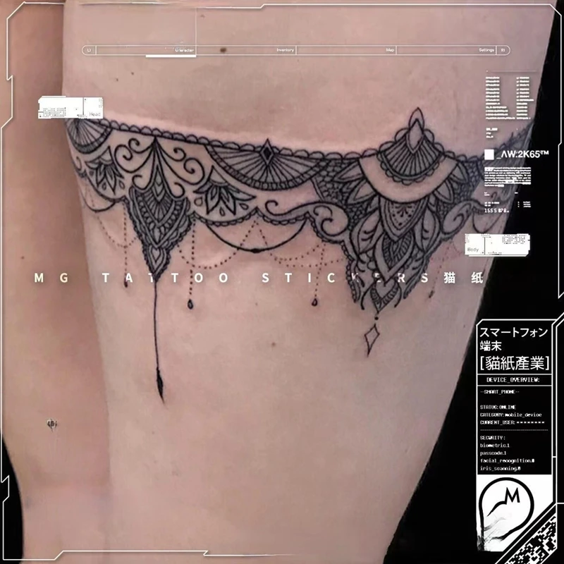 Top Trends: Sexy Lace Leg Ring Waterproof Temporary Tattoo Stickers Women Fashion Black Art Fake Tattoo Lasting Tattoos Faux Tatouage Femme Shoppable Styles - Image 2