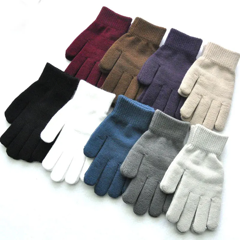 Top Trends: Full Finger Knitted Woolen Mittens Winter Warm Hand Warmer Men Women Gloves Outdoors Thick Cycling Driving Gloves Work Glove Shoppable Styles - Image 2