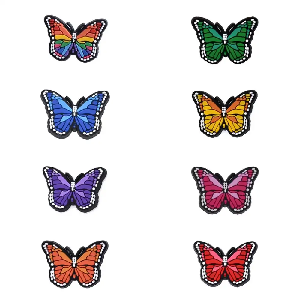 Top Trends: Hot Sale 1pcs PVC Shoe Charms For Crocs Accessories Butterfly Badge Women Clogs Buckle Kids Pins Decoration Jeans Party Favors Shoppable Styles