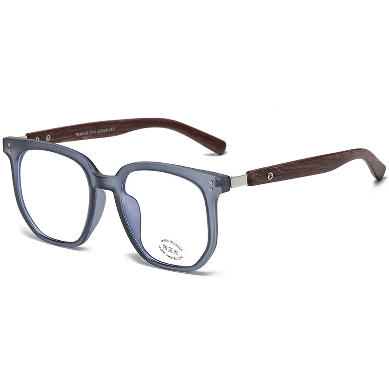 Top Trends: Trendy Anti Blue Light Wooden Grain Leg TR90 Glasses, Men Women Korean Square Blue Ray Blocking For Computer Glass Frames F30128 Shoppable Styles