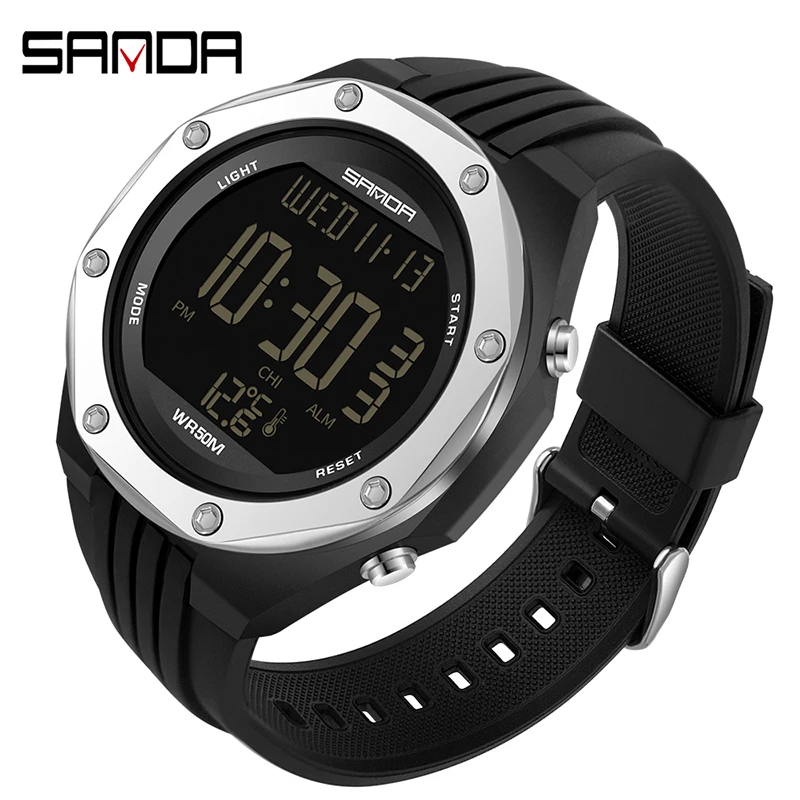 Top Trends: SANDA NEW Fashion Military Men's Watches Body Temperature Monitor 50M Waterproof Sports Watch LED Electronic Wristwatches 6028 Shoppable Styles