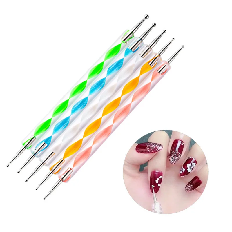 Top Trends: 5Pcs / Set Dotting Pen Nail Art Tip Crystal Beads Handle Dual-ended Metal Ball End Drawing Painting Rhinestones Manicure Tools Shoppable Styles - Image 5