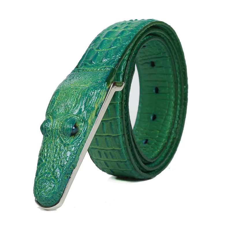 Top Trends: Luxury Leather Designer Men's Belt Crocodile Skin Belt Genuine Leather Alligator Strap Crocodile Head Belt Real Cowhide Shoppable Styles - Image 4