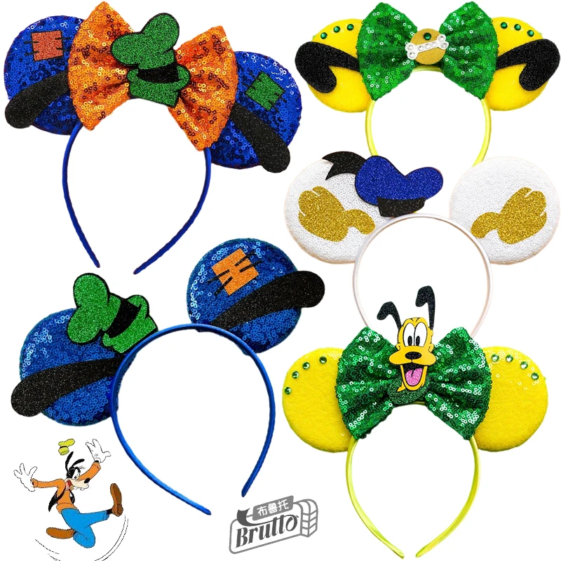 Top Trends: Disney Pluto Ears Headbands For Women Carnival Cosplay Goofy Hat Hairband Girls Sequins Bow Bone Hair Accessories Adult Kid Gift Shoppable Styles