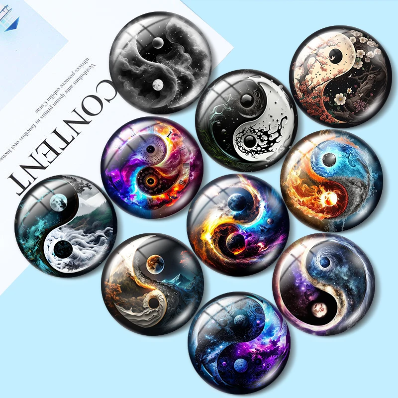 Top Trends: Yin Et Yang Fine Design Tai Chi Mix 10pcs12mm / 16mm / 18mm / 25mm Round Photo Glass Cabochon Demo Flat Back Making Findings Shoppable Styles